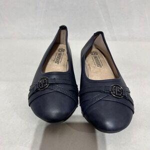 Harborsides Ballet Flats Womens Memory Foam Hardware Detail Navy Blue 7.5